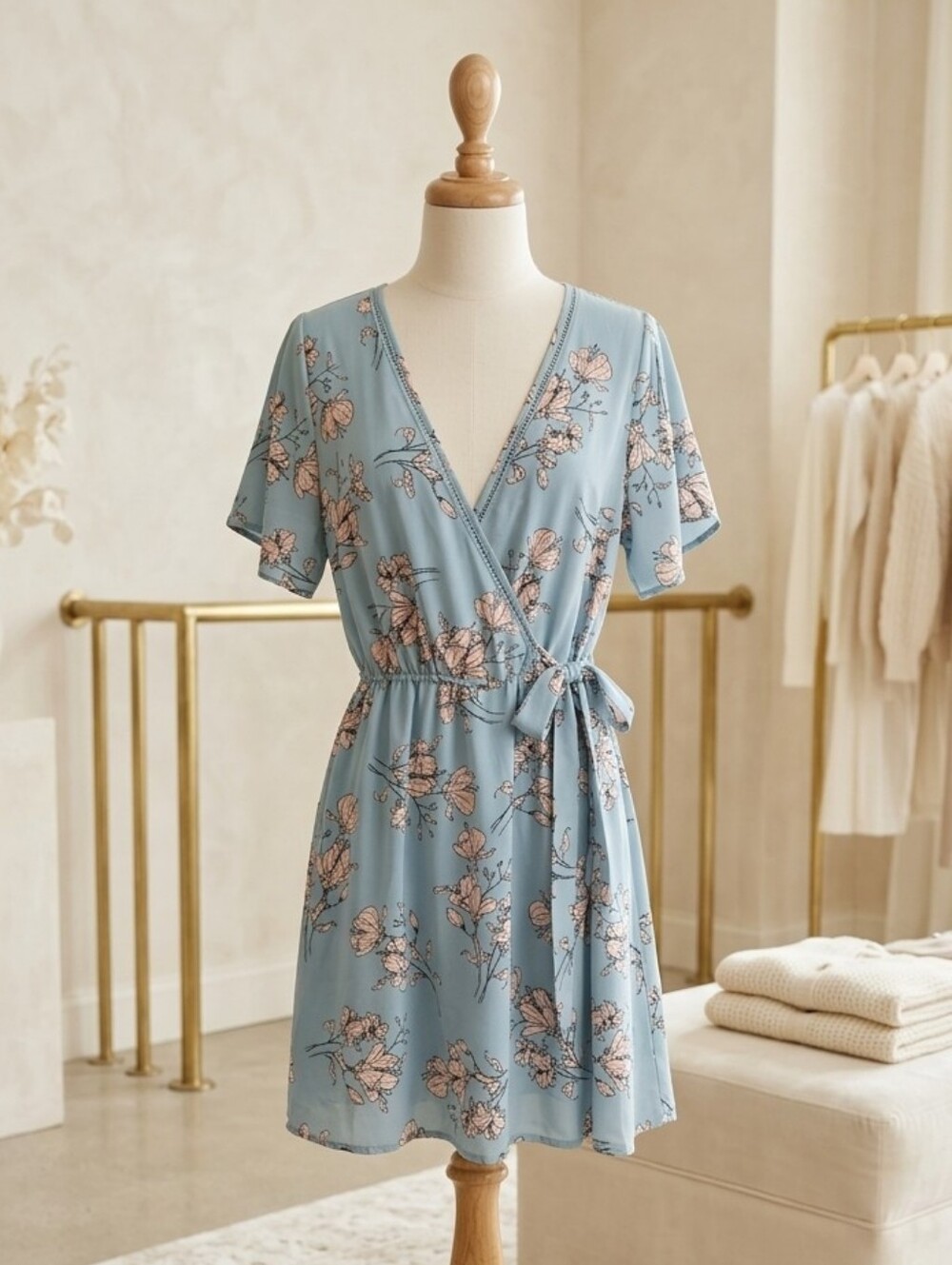 Sienna Sky Floral Faux Wrap Dress – Sz Large